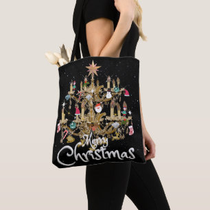 Mikitiez classicwhitechristmas light jollyholly tote bag
