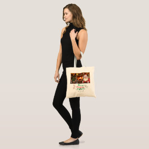 Mikitiez classicwhitechristmas light jollyholly tote bag