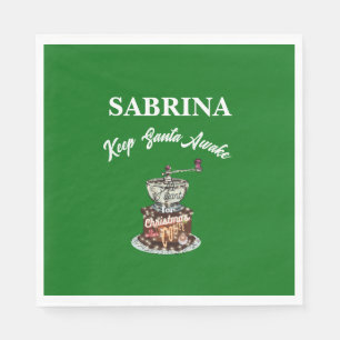 Mikitiez coffee christmas quote cute caffeine  napkin