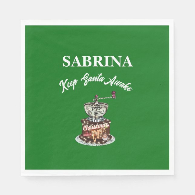 Mikitiez coffee christmas quote cute caffeine  napkin (Front)