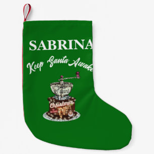Mikitiez coffee christmas quote cute caffeine  small christmas stocking