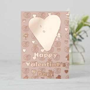 Mikitiez cute pretzel bread cosy valentine pastry foil holiday card