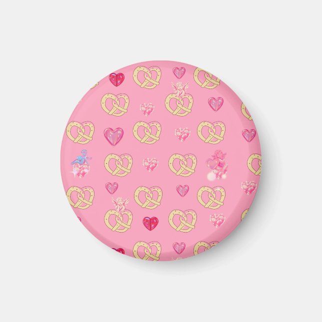 Mikitiez cute pretzel bread cosy valentine pastry magnet (Front)