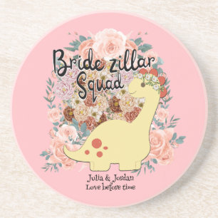Mikitiez dinosaur bride wedding squad Chocolate Coaster