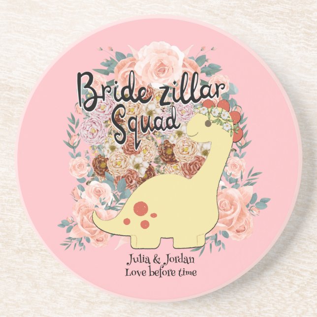 Mikitiez dinosaur bride wedding squad Chocolate Coaster (Front)