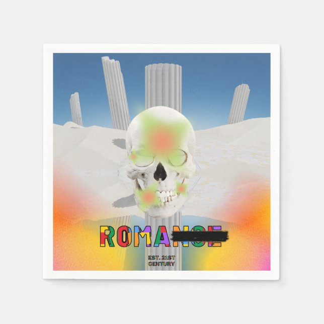 Mikitiez dreamer skull tatto rainbow rose beach Ro Napkin (Front)