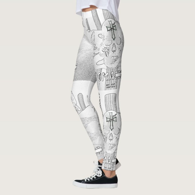 Mikitiez dreamer skull tatto rainbow rose rock leggings (Left)