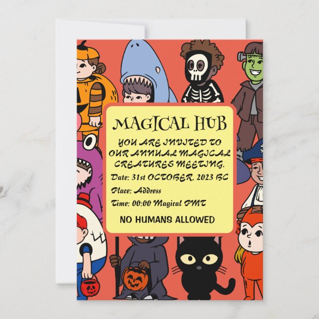 Mikitiez fairy shark wizard grimreaper frankenstei invitation (Front)