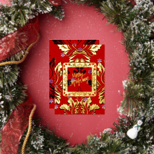 Mikitiez gothmas luxury gems diamond glitter x'mas foil holiday card