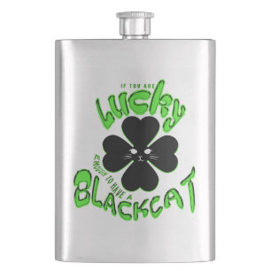 Mikitiez green mint lucky blackcat saintpatrick hip flask