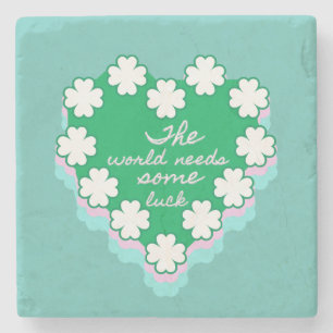 Mikitiez green mint lucky blackcat saintpatrick stone coaster