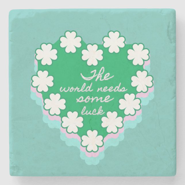 Mikitiez green mint lucky blackcat saintpatrick stone coaster (Front)