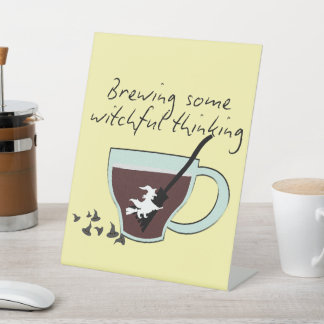 Mikitiez halloween espresso witch coffeeshop pedestal sign