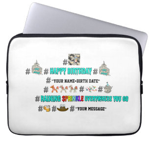 Mikitiez hashtag happybirthday emoji customise laptop sleeve