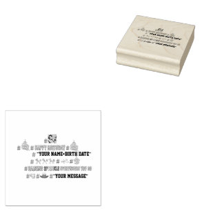 Mikitiez hashtag happybirthday emoji customise sto rubber stamp