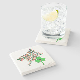 Mikitiez irish clover green st.patrick'sday lucky stone coaster
