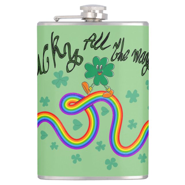 Mikitiez irish clover green Wrapped Flask (Front)
