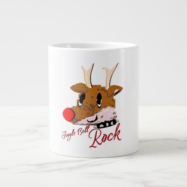 Mikitiez jinglebellrock punk gothmas reindeer  large coffee mug (Front)