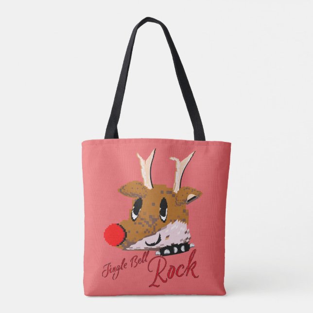 Mikitiez jinglebellrock punk gothmas reindeer tote bag (Back)