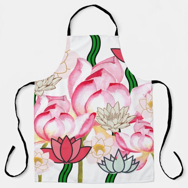 Mikitiez lotus rose flower garden apron (Front)