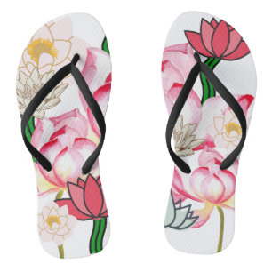 Mikitiez lotus rose flower garden flip flops
