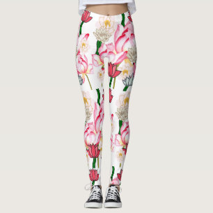 Mikitiez lotus rose flower garden leggings