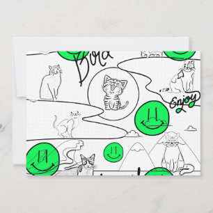 Mikitiez meow summer cat party beach invitation