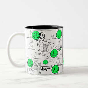 Mikitiez meow summer cat party beach Two-Tone coffee mug
