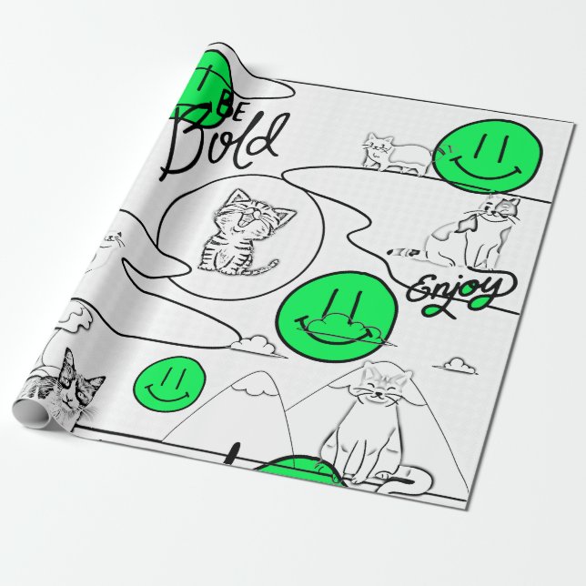 Mikitiez meow summer cat party beach  wrapping paper (Unrolled)