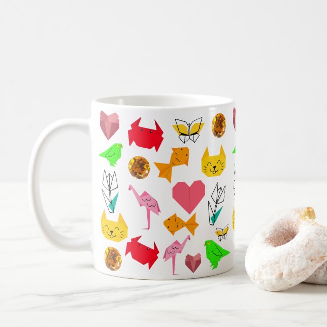 Mikitiez origami cancer summer jewel animal cat  coffee mug (With Donut)