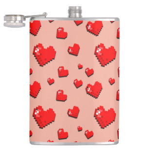 Mikitiez pink heart selflove june gemini hip flask