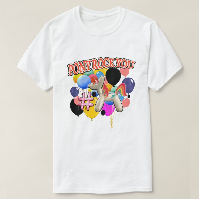 Mikitiez pony discoball balloon party theme T-Shirt (Design Front)