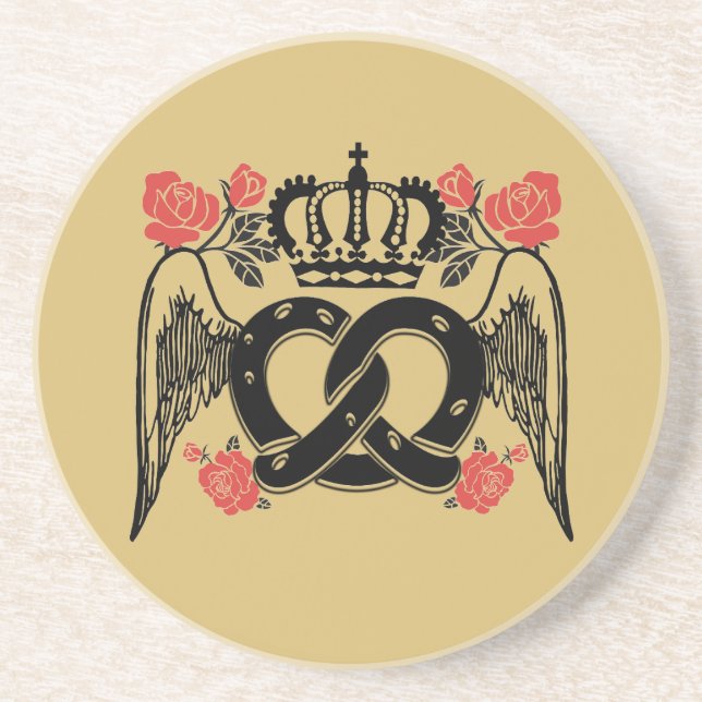 Mikitiez pretzel bread baker queen king  coaster (Front)