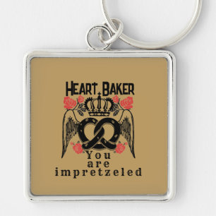 Mikitiez pretzel bread baker queen king  key ring