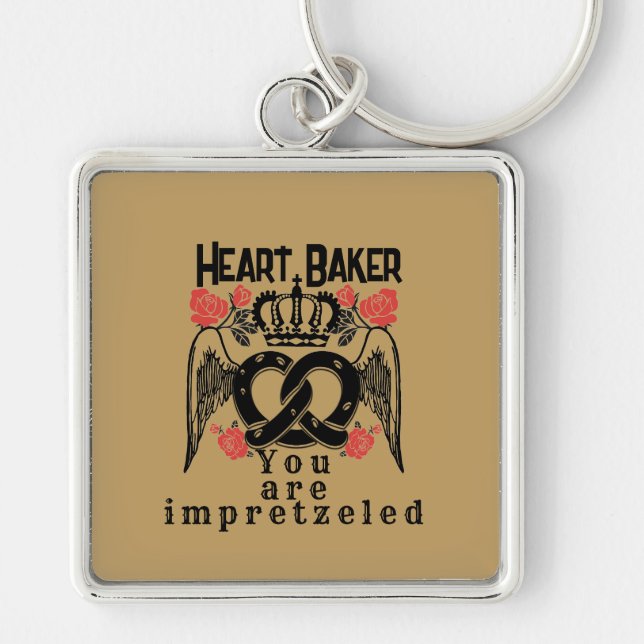 Mikitiez pretzel bread baker queen king  key ring (Front)