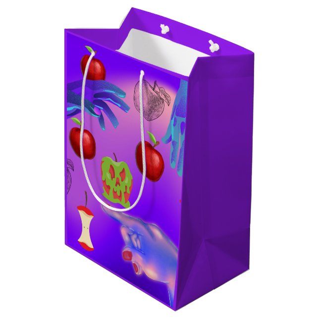 Mikitiez red skull toxic apple vegan summer medium gift bag (Back Angled)