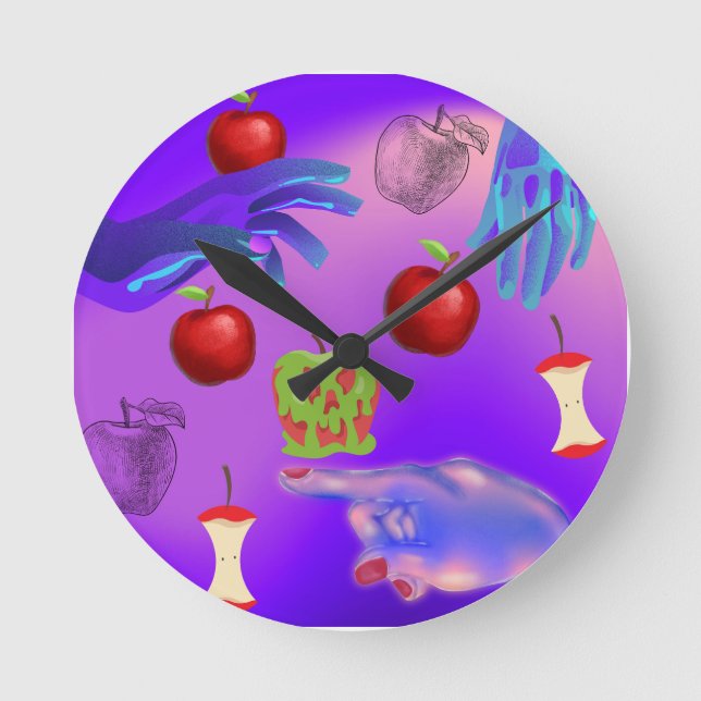 Mikitiez red skull toxic apple vegan summer round clock (Front)