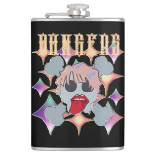 Mikitiez rock star skull red birthday redlip hip flask