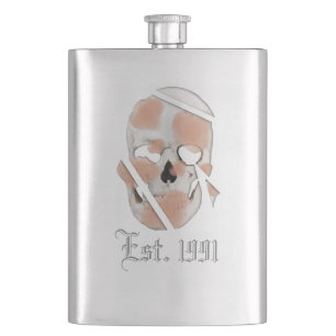 Mikitiez skull pink graffiti pride hip flask