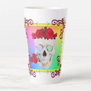 Mikitiez skull rose baroqueart rainbow rock latte mug
