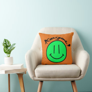 Mikitiez smiley face school summer spring green cushion