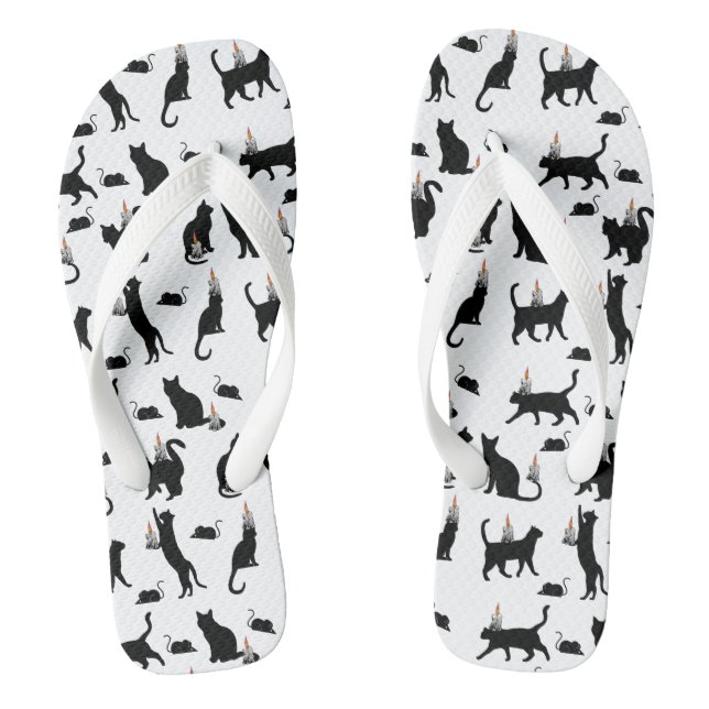 Mikitiez spooky bombay blackcat rat halloween flip flops (Footbed)