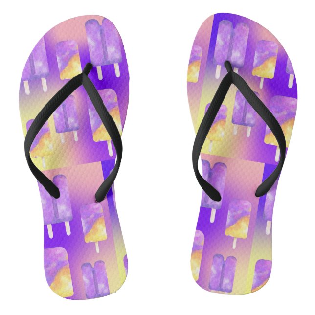 Mikitiez summer rainbow purple gold popsicle flip flops (Footbed)