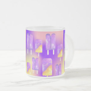 Mikitiez summer rainbow purple gold popsicle frosted glass coffee mug