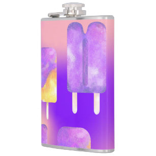 Mikitiez summer rainbow purple gold popsicle hip flask