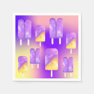 Mikitiez summer rainbow purple gold popsicle napkin