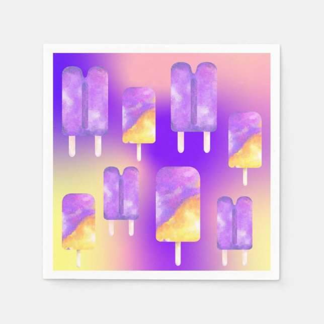 Mikitiez summer rainbow purple gold popsicle napkin (Front)