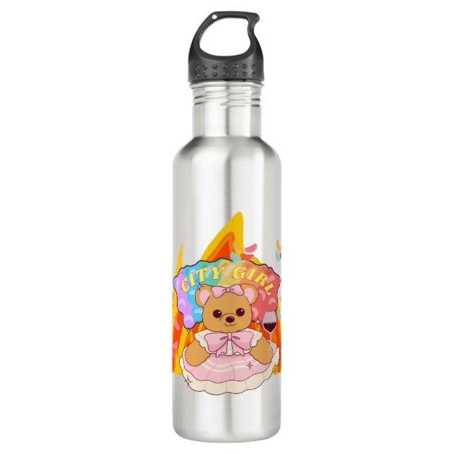 Mikitiez summer teddy bear jelly red wine fire 710 ml water bottle (Front)