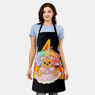 Mikitiez summer teddy bear jelly red wine fire apron