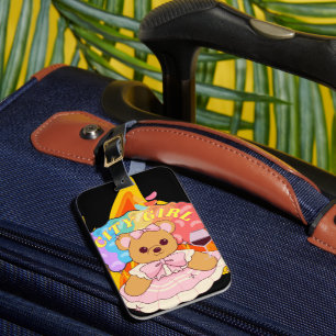 Mikitiez summer teddy bear jelly red wine fire luggage tag